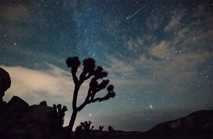 Một trận mưa sao băng từ Công viên Quốc gia Joshua Tree (Mỹ) - (Ảnh: NASA).