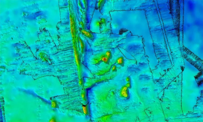 Ảnh Khu vực mới được lập bản đồ với các ngọn núi ngầm. (Ảnh: Focus/CSIRO).
