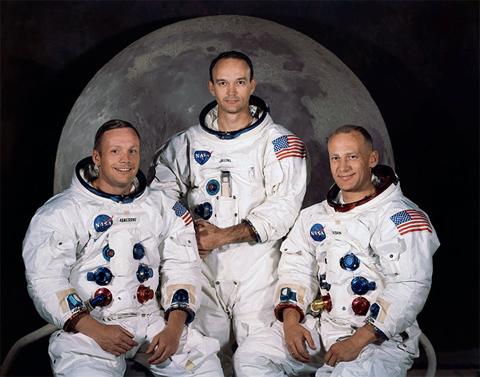 Phi hành đoàn của tàu Apollo 11, từ trái qua phải: Neil Armstrong, Michael Collins và Buzz Aldrin (Ảnh: NASA).