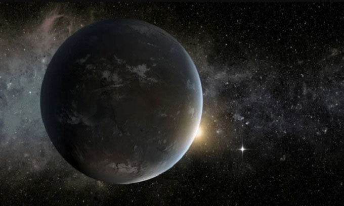 Ảnh Siêu Trái đất Kepler-62f quay quanh ngôi sao nhỏ và mát hơn Mặt trời ở cách 1.200 năm ánh sáng. (Ảnh: NASA).