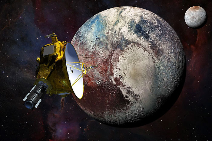 Tàu NASA New Horizons khi bay qua sao Diêm Vương năm 2015 - (Ảnh đồ họa: NASA/ĐẠI HỌC JOHN HOPKINS).