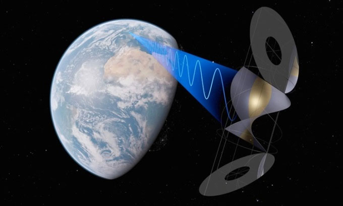 Ảnh Mô phỏng vệ tinh điện Mặt trời CASSIOPeiA do Anh thiết kế. (Ảnh: Space Solar).