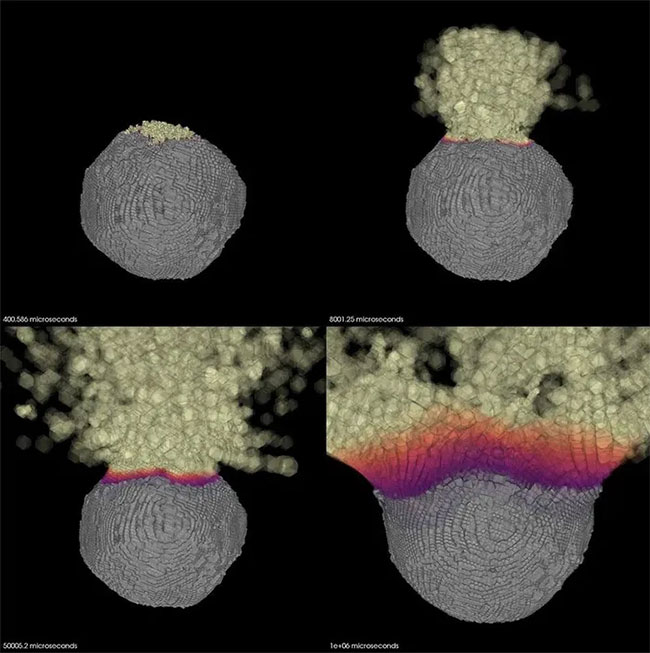 Ảnh Hình minh họa cho thấy phản ứng của tiểu hành tinh trong một vụ nổ hạt nhân. (Ảnh: Mary Burkey/LLNL).